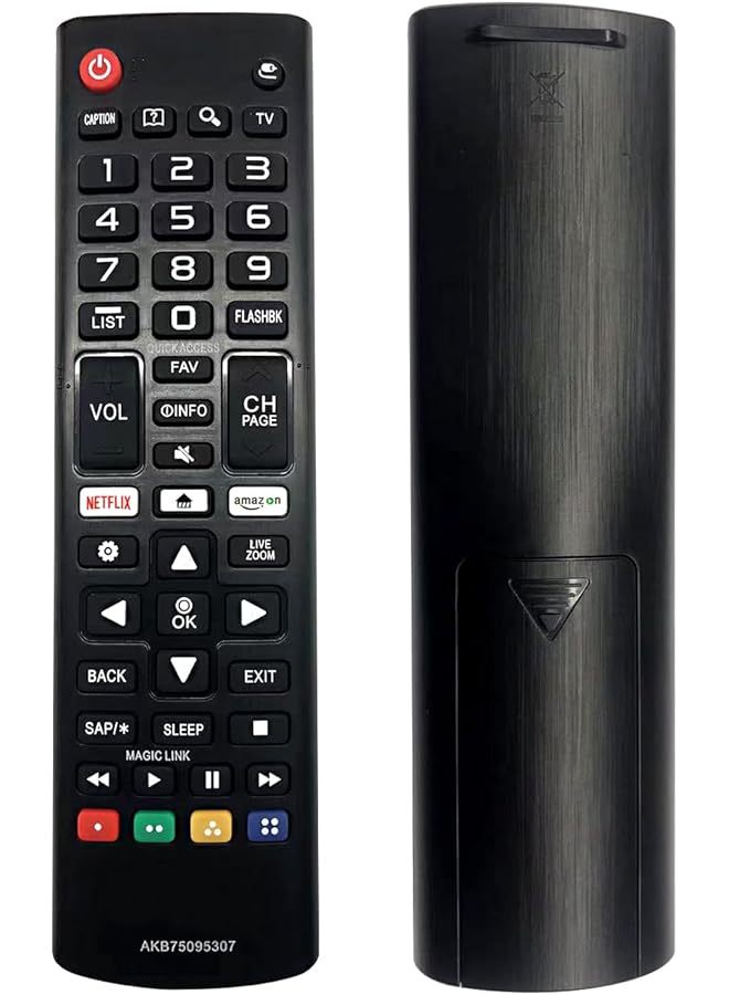 The Bros جهاز تحكم عن بُعد عالمي لتلفاز LG، LCD، LED، تلفاز ذكي، متوافق مع جميع الطرازات لعلامة LG، مع أزرار اختصار نتفليكس وبرايم فيديو (أسود A) - Image 1