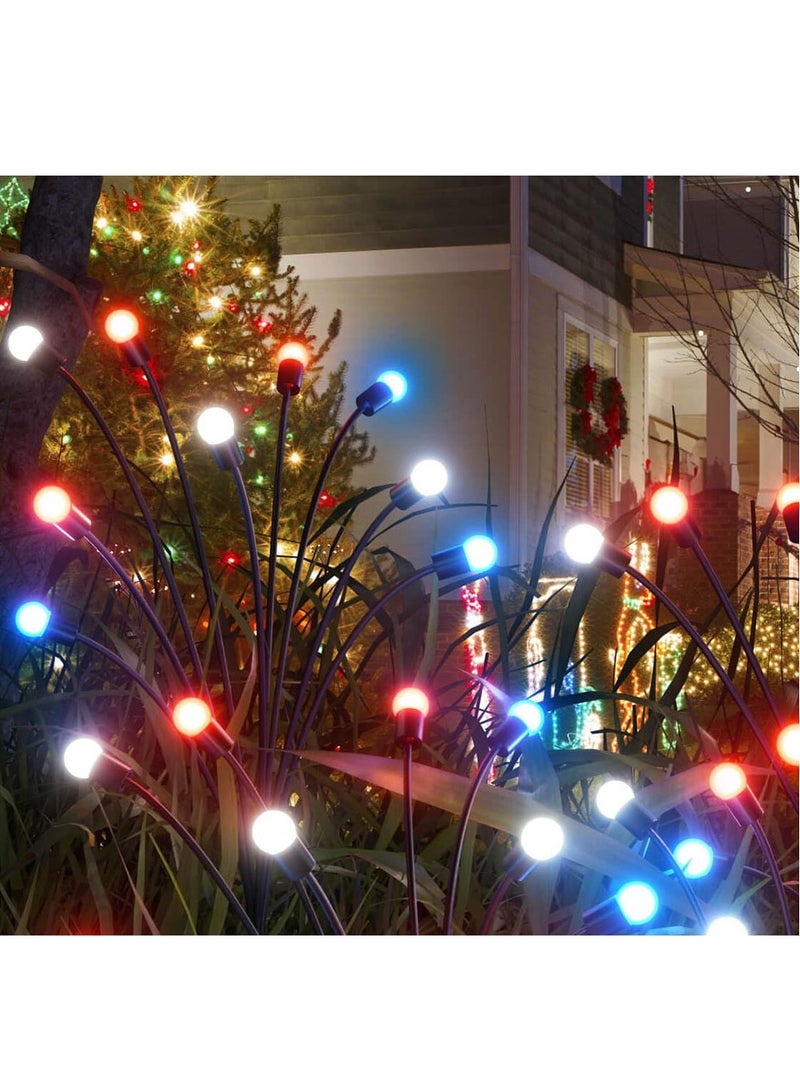 Arabest Solar Garden Lights,[2 Pack] Solar Lights Outdoor Waterproof,9LED Swaying Solar Firefly Lights, Garden Decor for Path,Outdoor Yard Decorations Lights Red+White+Blue - Image 1