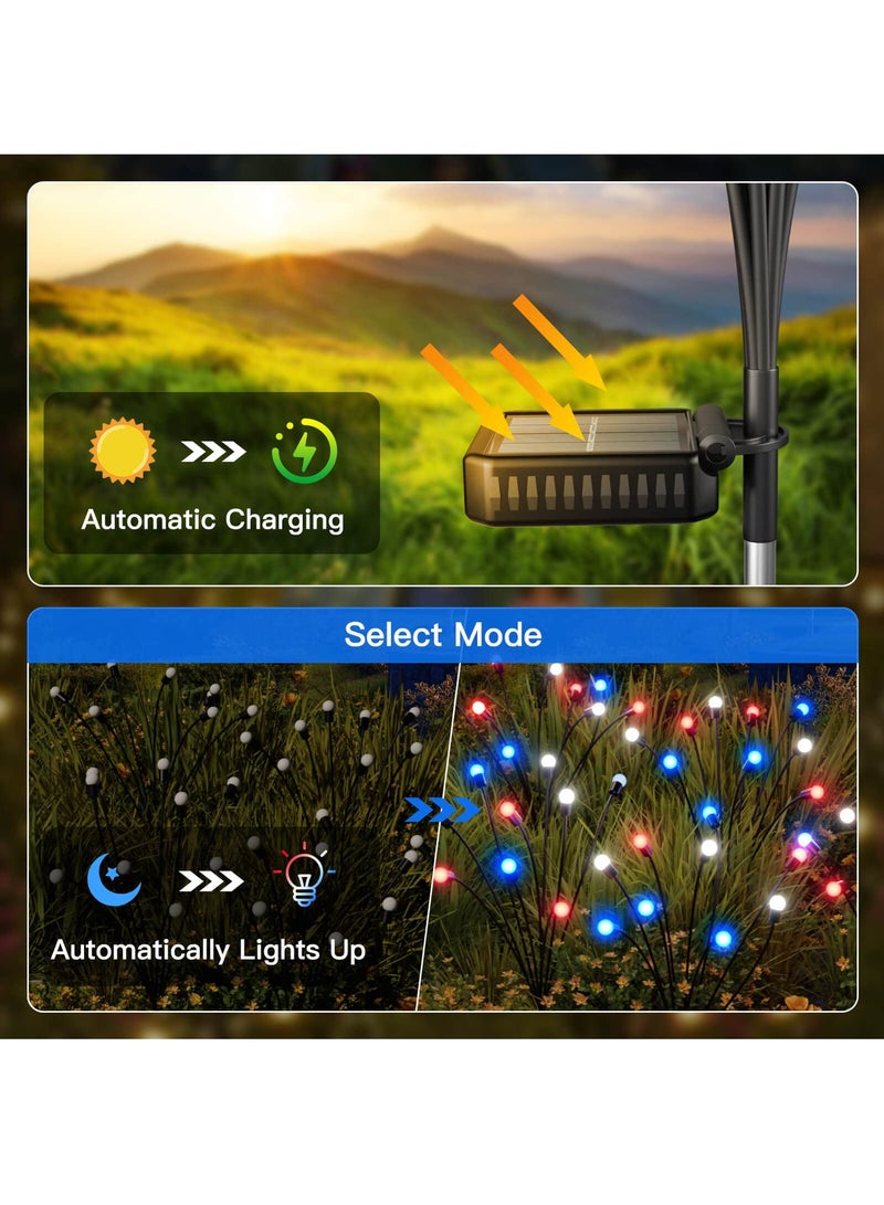 Arabest Solar Garden Lights,[2 Pack] Solar Lights Outdoor Waterproof,9LED Swaying Solar Firefly Lights, Garden Decor for Path,Outdoor Yard Decorations Lights Red+White+Blue - Image 3