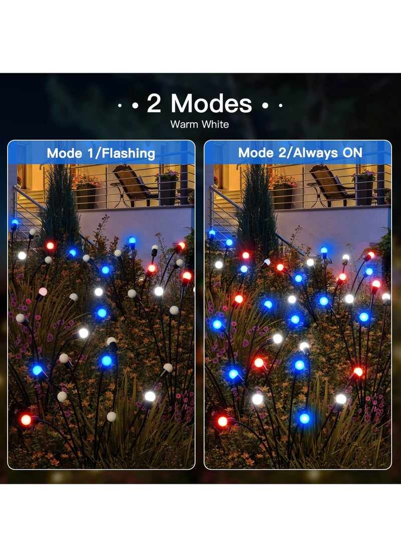 Arabest Solar Garden Lights,[2 Pack] Solar Lights Outdoor Waterproof,9LED Swaying Solar Firefly Lights, Garden Decor for Path,Outdoor Yard Decorations Lights Red+White+Blue - Image 4