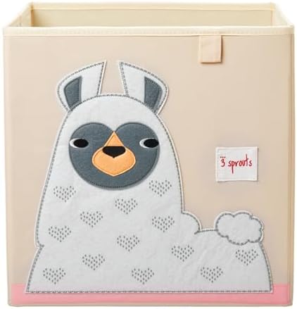 3 Sprouts Cube Toy Storage Box - Toy Organizer For Kids Storage (13X13X13 Inches), Llama - Image 1