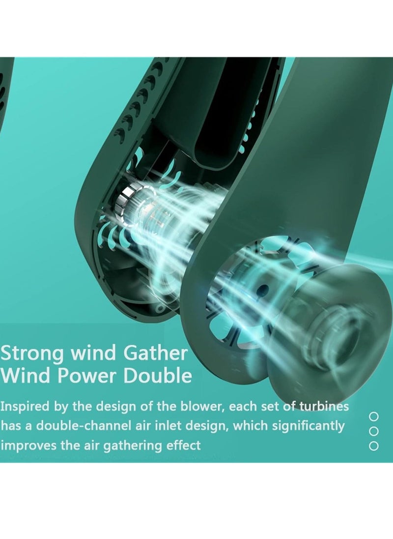 Portable Neck Fan Hands Free Bladeless Wearable Personal Fan, Leafless, Rechargeable, Headphone Design with 3 Speeds - Image 5