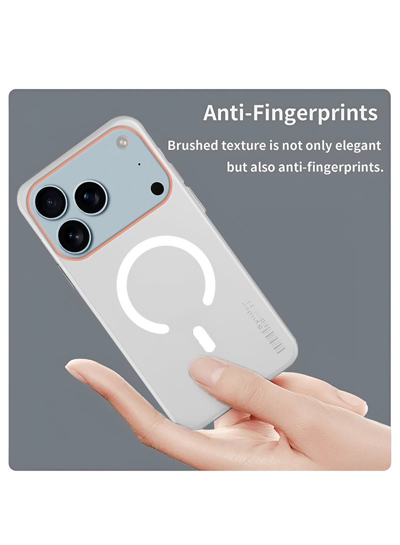 سيندي غطاء حالة أنيق شفاف هجين مع شحن مغناطيسي وحواف مرتفعة للكاميرا لسلسلة سندي 2025 ماغسيف آبل آيفون 17 برو 5G - أبيض - Image 4