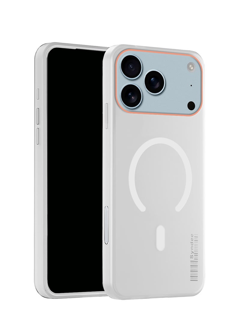 سيندي غطاء حالة أنيق شفاف هجين مع شحن مغناطيسي وحواف مرتفعة للكاميرا لسلسلة سندي 2025 ماغسيف آبل آيفون 17 برو 5G - أبيض - Image 1
