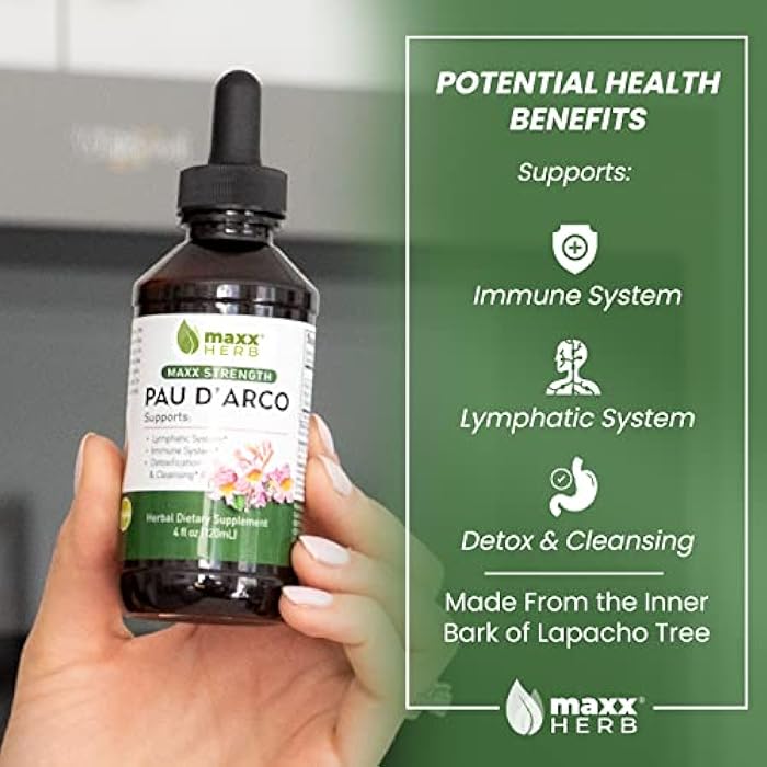 Maxx Herb PAU D'Arco Tincture - Max Strength PAU D Arco Extract for Immune Support, Taheebo Tea Inner Bark Absorbs Better Than PAU Darco Capsules – 4 Oz Bottle (60 Servings) - Image 3