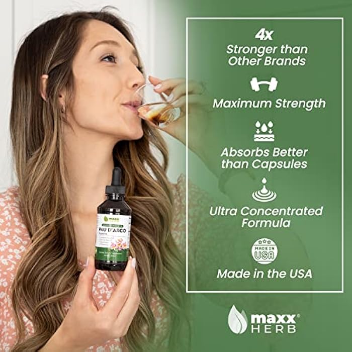 Maxx Herb PAU D'Arco Tincture - Max Strength PAU D Arco Extract for Immune Support, Taheebo Tea Inner Bark Absorbs Better Than PAU Darco Capsules – 4 Oz Bottle (60 Servings) - Image 2