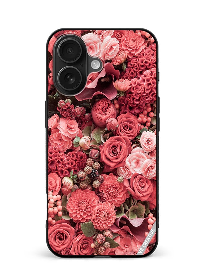 VR CREATIVE Protective Case Cover For Apple iPhone 16 Rose Design Multicolour