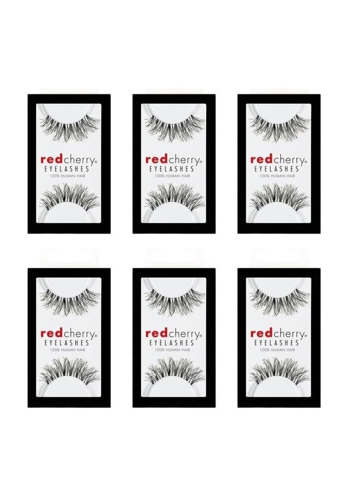 Red Cherry WSP False Eyelashes - Pack of 6 Pairs, 100% Human Hair - Image 1