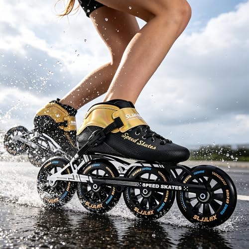 SLJJLHX Inline Speed Skates for Men Women,Professional Carbon Fibre Roller Skates Blades Adult Male Female, High Performance Racing Skates for Marathon Racing & Outdoor Fitness,Black - Image 5