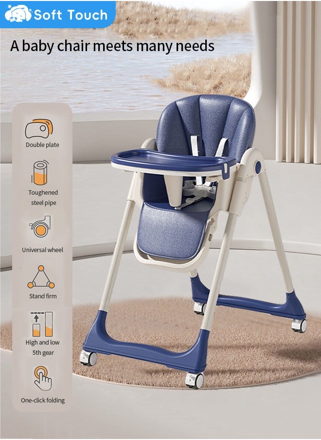 Soft Touch - Baby High Chair Toddler Feeding Chair with Removable PU Leather and Tray - Image 1