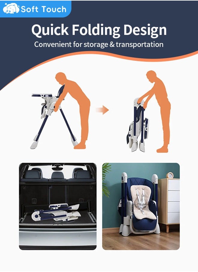 Soft Touch - Baby High Chair Toddler Feeding Chair with Removable PU Leather and Tray - Image 1