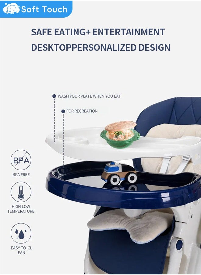 Soft Touch - Baby High Chair Toddler Feeding Chair with Removable PU Leather and Tray - Image 1