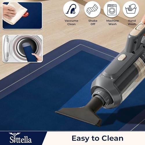 SITTELLA Rubber 2 Kitchen Mats Set, Anti-Skid Kitchen Mats 3.5mm, Water Absorbent Rug, Carpets, Floor Mat for Home and Kitchen (120x40cm & 40x60cm) Blue, Rectangular - Image 4