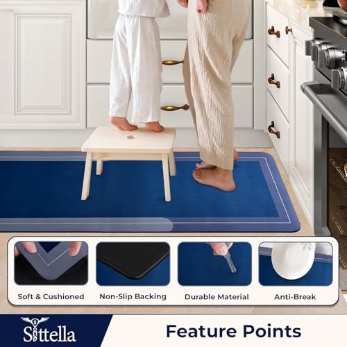 SITTELLA Rubber 2 Kitchen Mats Set, Anti-Skid Kitchen Mats 3.5mm, Water Absorbent Rug, Carpets, Floor Mat for Home and Kitchen (120x40cm & 40x60cm) Blue, Rectangular - Image 5