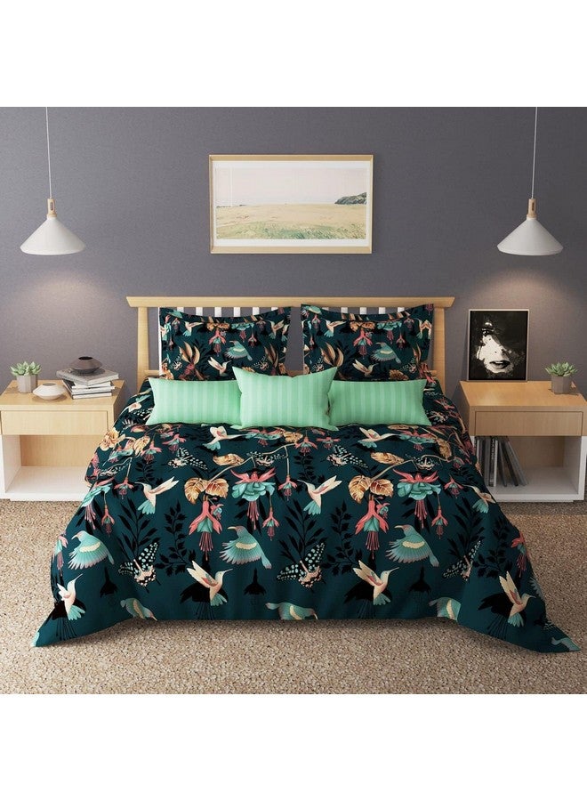 Laying Style™ 300TC Microfiber Glace Cotton AC Comforter Set King Size Double Bed with 1 Flat bedsheet-90x100 inch and 2 Pillow Covers II 4 pc Bedding Set-Multicolor - Image 1