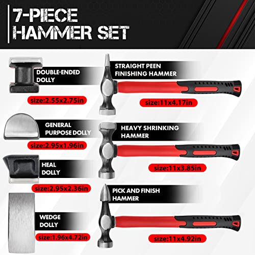 ct C&T Auto Body Repair Tool Hammer Dolly Set 7 Piece, Car Body Repair Tool Kit with Carrying Case, Carbon Steel Dolly and Hammer Dent Body Fender Tool Set - Image 2