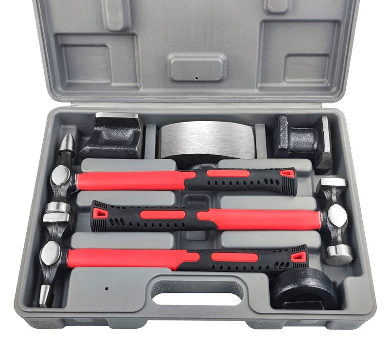 ct C&T Auto Body Repair Tool Hammer Dolly Set 7 Piece, Car Body Repair Tool Kit with Carrying Case, Carbon Steel Dolly and Hammer Dent Body Fender Tool Set - Image 1
