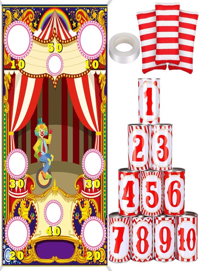 PullCrease 14 Pcs Carnival Bean Bag Toss Games with 10 Carnival Can 3 Bean Bag and 1 Banner for Family Party Birthday Easter Outdoor Activities - Image 1