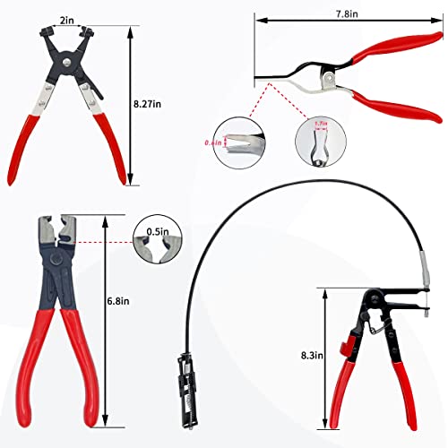 ESCULTORA 4PCS Hose Clamp Pliers, Spring Clamp Plier, Self-Tightening Hose Clamps Remover Tool, Long Reach Wire Spring Hose Clamp Pliers for Automotive Fuel Oil Water Hose, Coolant Radiator Heater - Image 2