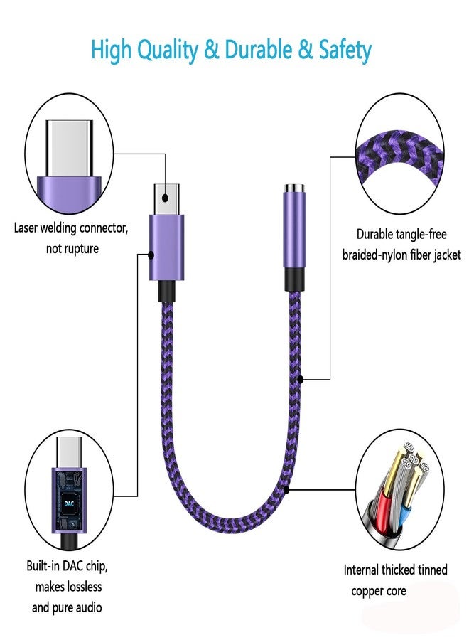 FiveBox 1Pack USB C to 3.5mm Headphone Earphone Jack Adapter for Samsung Galaxy S25 Edge Plus Ultra S25+ S24 S23 S22 S21 S20 5G FE Ultra, Type C Audio Headset Earbud Adapter - Image 4