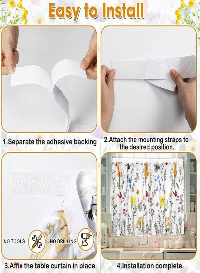 Wiooffen Cabinet Curtains 28 x 34.6 In Sink Skirt for Bathroom Kitchen Under Desk Privacy Drape Self Adhesive Dishwasher Table Curtains for Home Laundry Room Farmhouse Rustic Decor Colorful Wildflower - Image 4