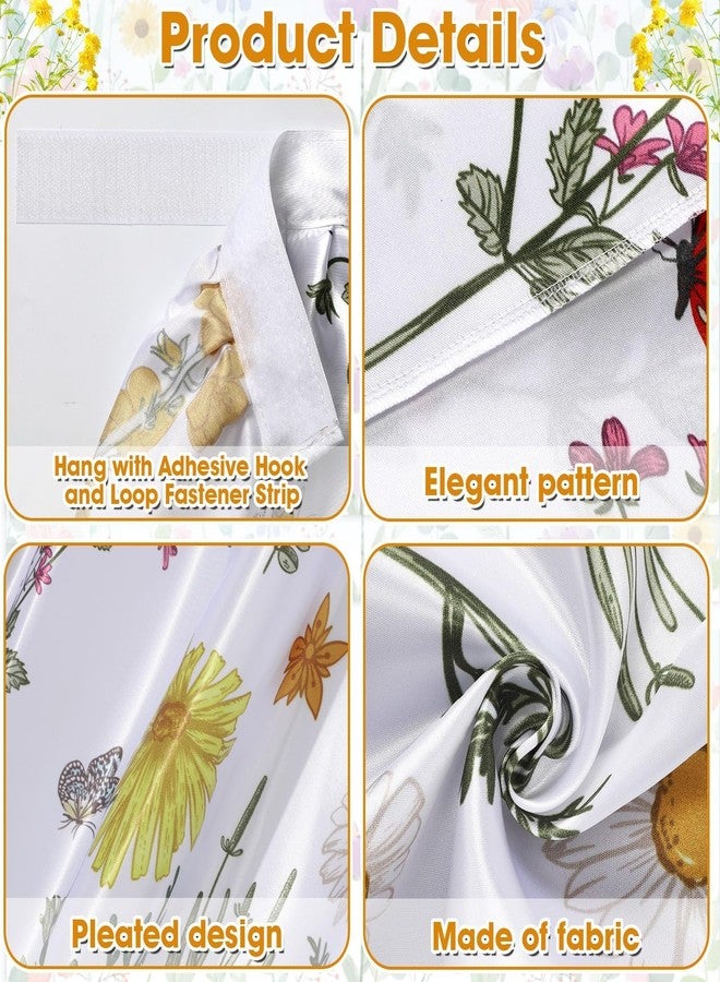 Wiooffen Cabinet Curtains 28 x 34.6 In Sink Skirt for Bathroom Kitchen Under Desk Privacy Drape Self Adhesive Dishwasher Table Curtains for Home Laundry Room Farmhouse Rustic Decor Colorful Wildflower - Image 3