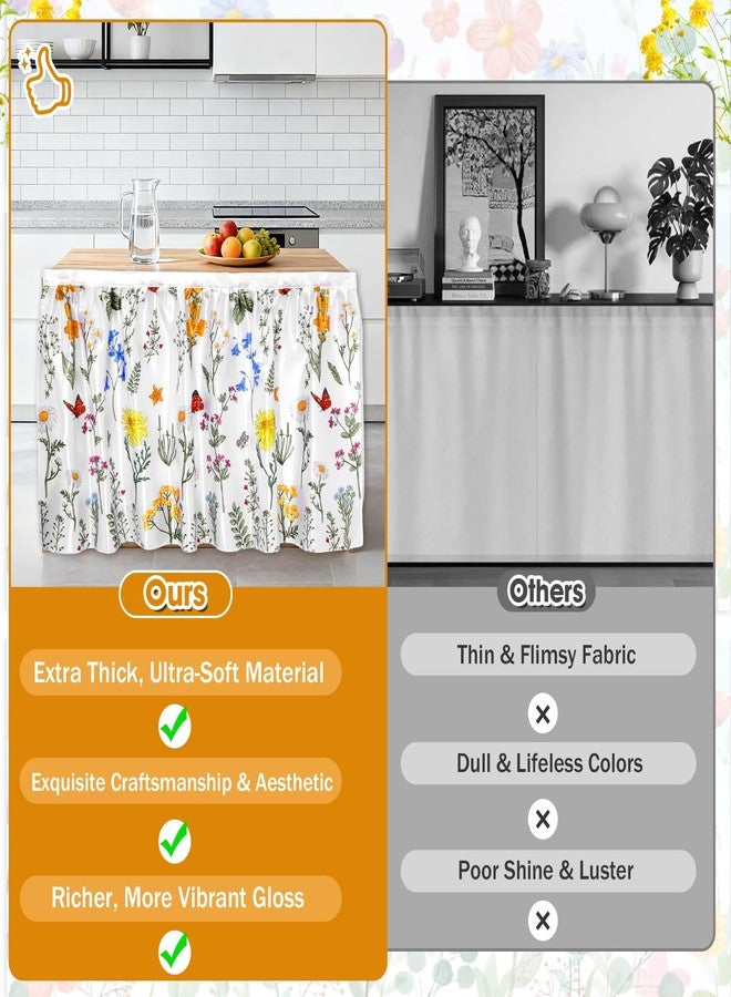 Wiooffen Cabinet Curtains 28 x 34.6 In Sink Skirt for Bathroom Kitchen Under Desk Privacy Drape Self Adhesive Dishwasher Table Curtains for Home Laundry Room Farmhouse Rustic Decor Colorful Wildflower - Image 5