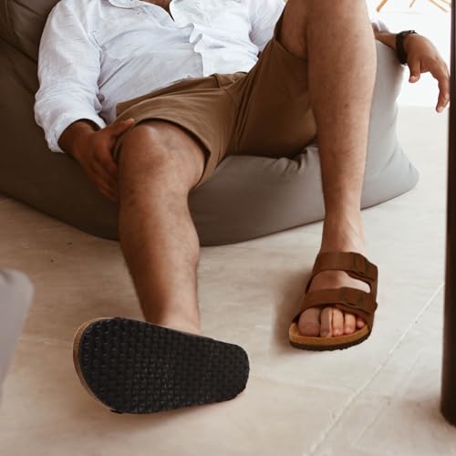 ONCAI Mens Slide Sandals Arch Support Summer Sandals for Men 2025 Adjustable Cushion Recovery Walking Sandal Mens Comfortable Soft with Plantar Fasciitis Walking Outdoor Rubber Sole Khaki Size 9 - Image 5