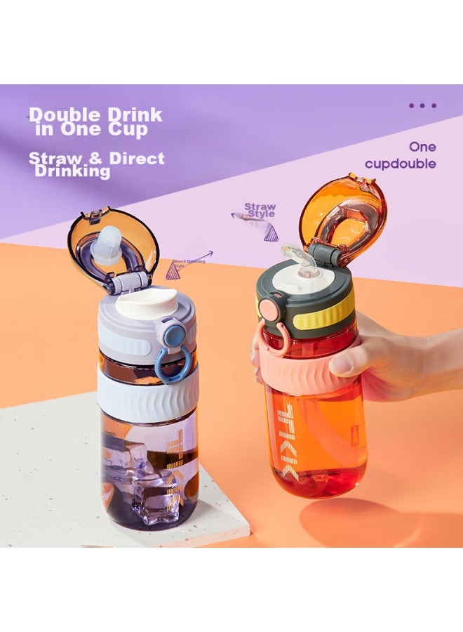 Tkk Straw Cup, Pregnancy And Adult Water Bottle, Summer Plastic Cup For Women, Children's Student Direct Drinking Cup With Scale, For Drinking While Lying Down - Image 2
