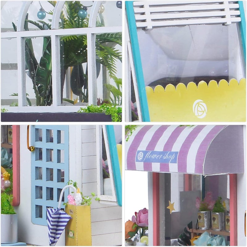 klarako Dollhouse Miniature DIY House Kit, Wooden Handmade Mini Tiny Flower Shop Model Building Home Craft Collection Kit with Furniture, Christmas Birthday Gifts for Adults Teenagers Boys Girls - Image 5