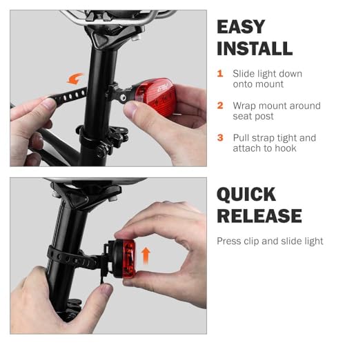 BV Bike Lights for Night Riding LED Bike Tail Light - Bicycle Light Battery-Powered/Rechargeable - Rear Bike Light Weather Resistant - Visible Up to 1500ft Bicycle Taillight LED Bike Light - Image 4