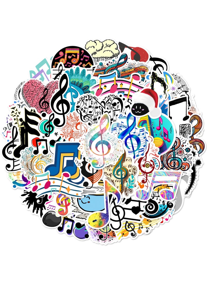 60PCS Music Symbols Stickers for Kids Teens Adults, Music Decals for Laptops, Cartoon Vinyl Musical Note Sticker for Graffiti Phone Guitar Scrapbook Journaling - Image 2