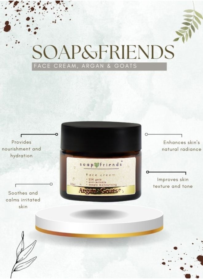 Soap&Friends Soap&Friends Nourishing Anti-Wrinkle Face Cream with Argan Oil & Goat’s Milk, 50ml - Hydrating, Firming & Rejuvenating for Aging Skin  - Image 2