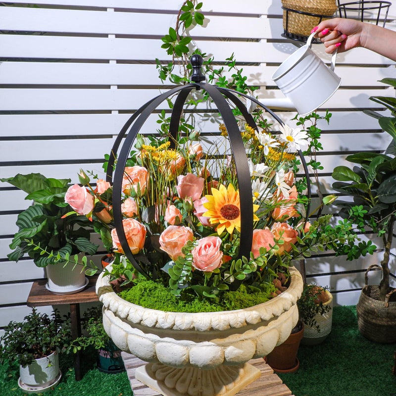GOOOXIM Large Round Black Metal Garden Trellis 18"x22" for Climbing Plants - Indoor/Outdoor Flower Lattice Topiary Frame - Ideal for Potted Plant Decor - Outdoor Garden Decor and Courtyard Gift - Image 4