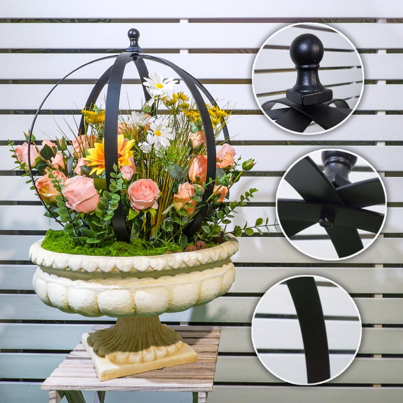 GOOOXIM Large Round Black Metal Garden Trellis 18"x22" for Climbing Plants - Indoor/Outdoor Flower Lattice Topiary Frame - Ideal for Potted Plant Decor - Outdoor Garden Decor and Courtyard Gift - Image 3