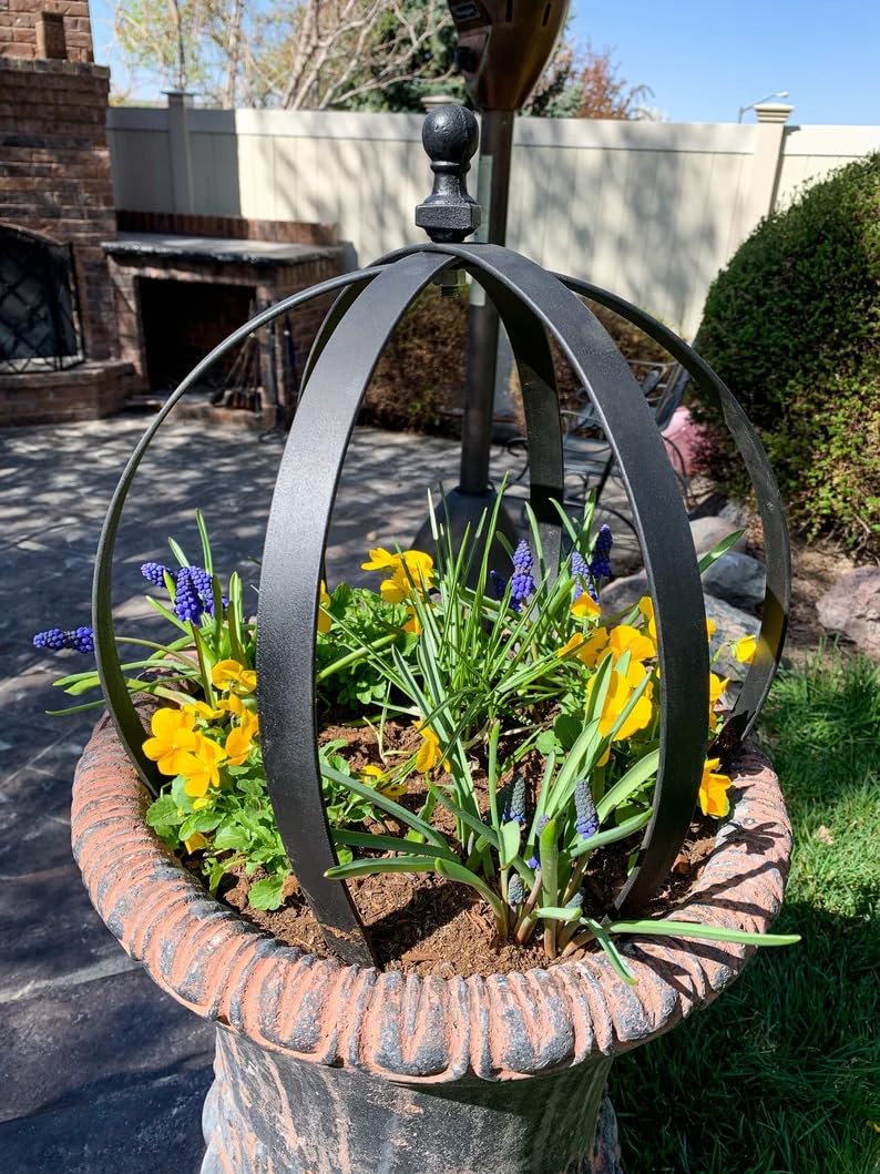 GOOOXIM Large Round Black Metal Garden Trellis 18"x22" for Climbing Plants - Indoor/Outdoor Flower Lattice Topiary Frame - Ideal for Potted Plant Decor - Outdoor Garden Decor and Courtyard Gift - Image 5