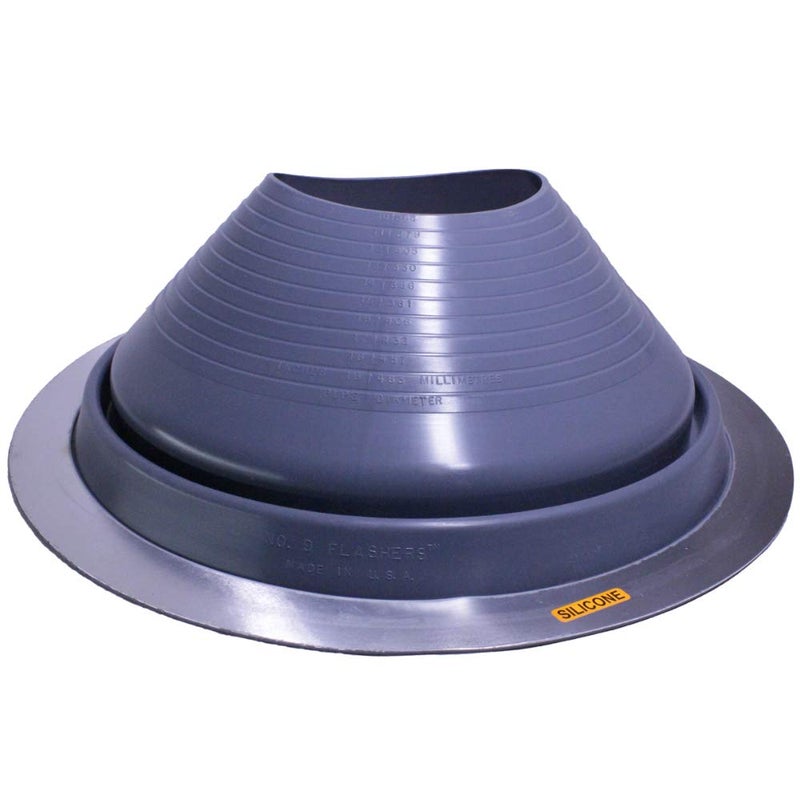 Flashers 9 Silicone Grey High Temp Flexible Roof Jack Pipe Boot Metal Roofing Pipe Flashing Pipe OD 10 to 19 100 Made in The USA