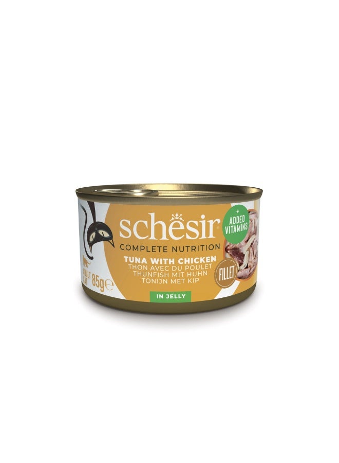 شيسر سلسلة شيسير للتغذية الكاملة والمتوازنة طعام رطب للقطط في علبة جيلي - تونة مع دجاج 6x85 جرام [6 علب] - Image 2