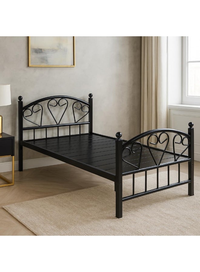 SUNLIT HOME Bria Elegant Heart-Design Single Metal Bed Frame (90cm x 190cm) - Image 2