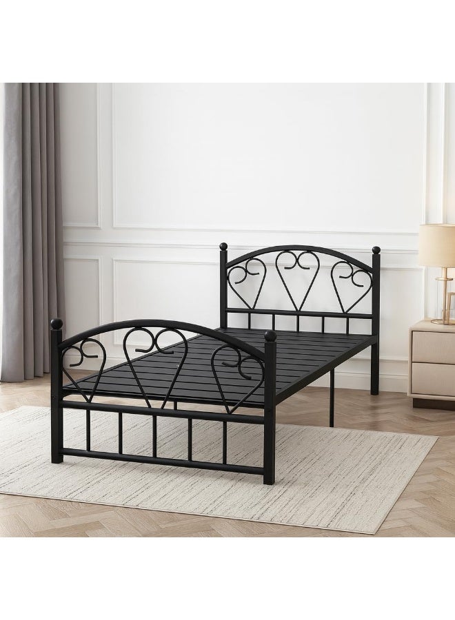 SUNLIT HOME Bria Elegant Heart-Design Single Metal Bed Frame (90cm x 190cm) - Image 3