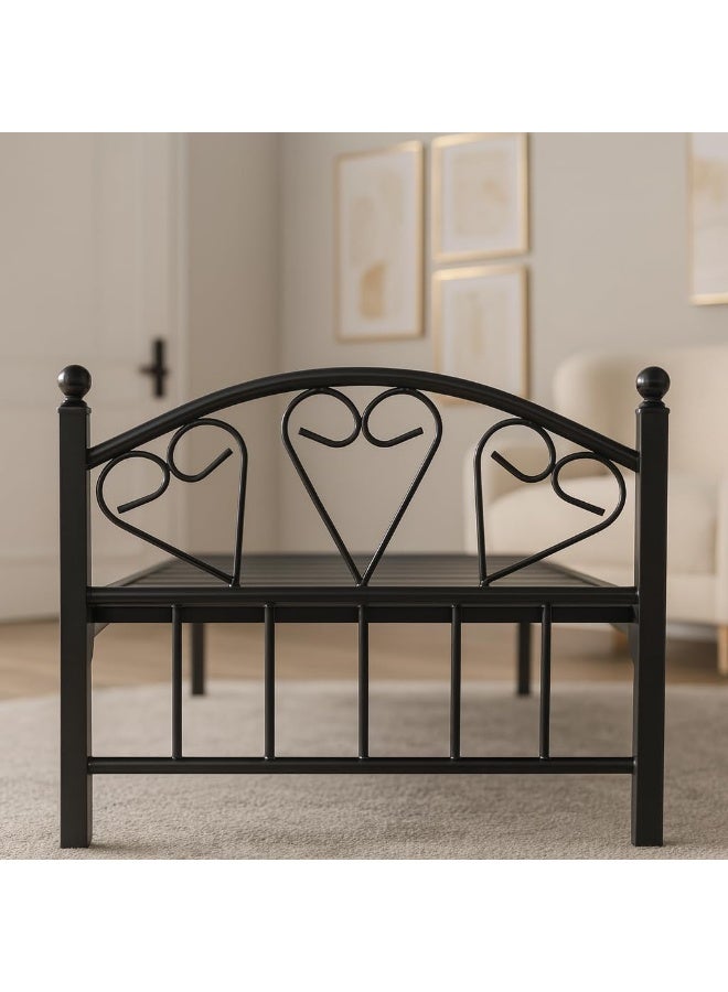SUNLIT HOME Bria Elegant Heart-Design Single Metal Bed Frame (90cm x 190cm) - Image 4