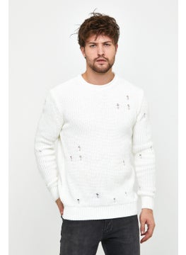 Cool Tarz Cool Style White Men's Destroyed Model Knitwear Sweater  - Image 1