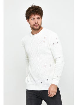 Cool Tarz Cool Style White Men's Destroyed Model Knitwear Sweater  - Image 2