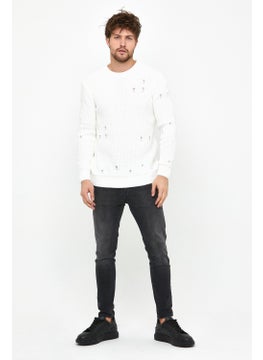 Cool Tarz Cool Style White Men's Destroyed Model Knitwear Sweater  - Image 3