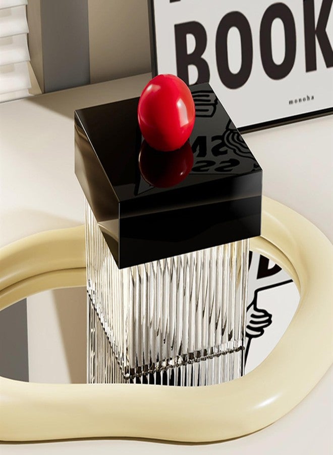 DD-life Square Acrylic Holder,Bathroom Vanity Countertop Storage Organizer,Storage Organizer Canister Jar for Cotton Swabs,Q-Tips, Make Up Pads, Cosmetics and More( Black) - Image 4