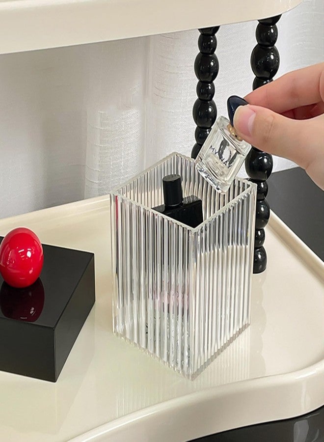 DD-life Square Acrylic Holder,Bathroom Vanity Countertop Storage Organizer,Storage Organizer Canister Jar for Cotton Swabs,Q-Tips, Make Up Pads, Cosmetics and More( Black) - Image 5