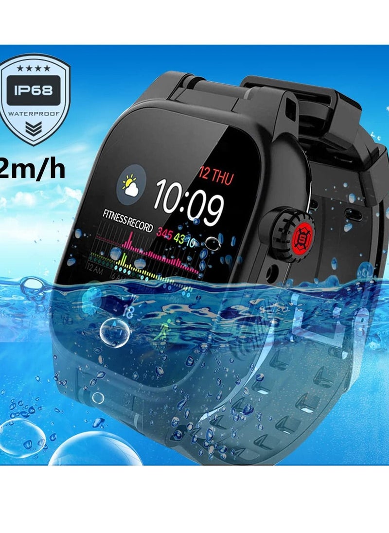 SYOSI - Waterproof Case for Apple Watch Series 7 45mm, 360 Full-Body Protective Case with Screen Protector, Shockproof Dustproof Waterproof Case for Apple Watch 45mm Series 7, Black - Image 1