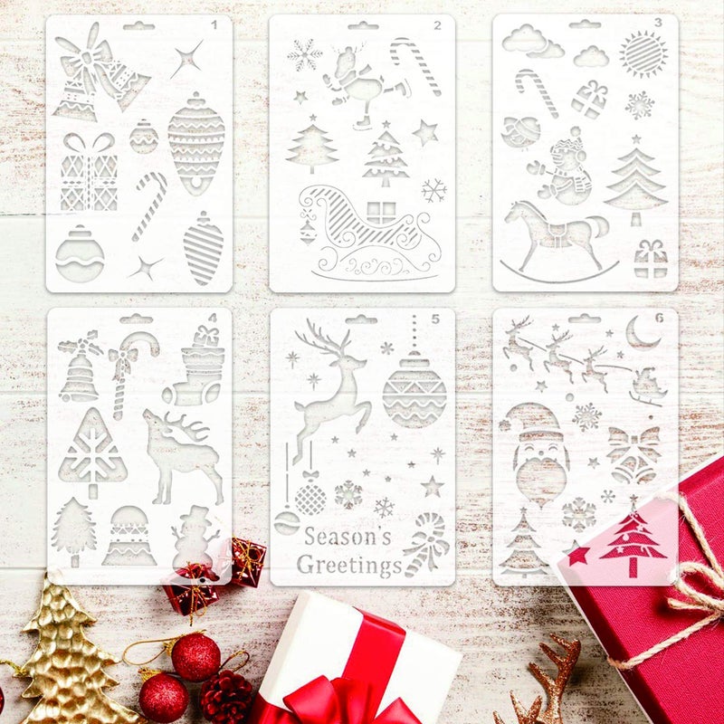 Konsait 12Pack Christmas Stencils Templates, Reusable Christmas Drawing Painting Template, Xmas Stencils for Greeting Cards, Albums, Scrapbook, Notebook, Journal, Wall Art Wood, Xmas Gift Home Decor - Image 3