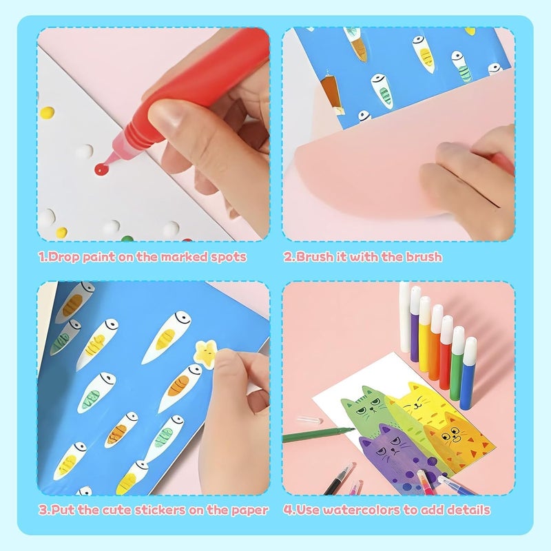 PINKE Scratch Art Kids Paint Kit Colorful Scratches Painting Craft Kit for Girls Boys Scratching Art Postcard Set, Magic Dot Painting Paper for Kids DIY Scratch Paint Set Paper Craft Kits for Child - Image 2