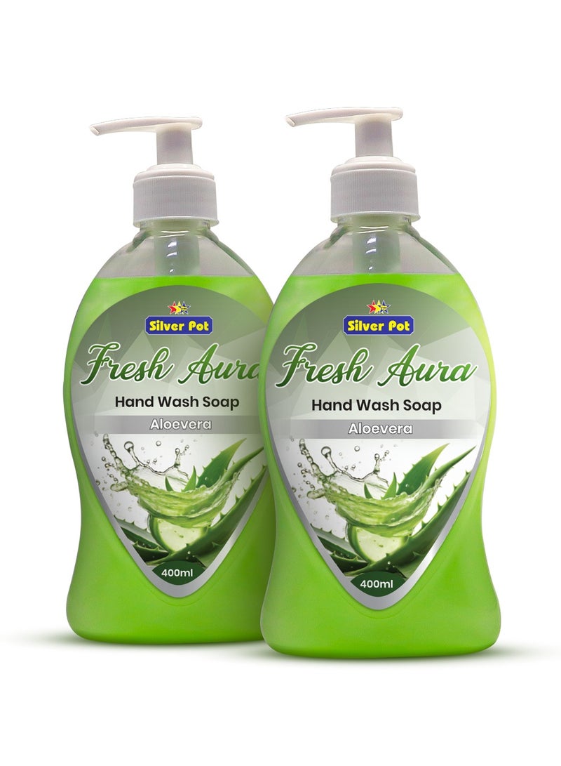 سيلفر بوت عبوة غسول اليدين بالألوفيرا من قطعتين (400 مل) - تركيبة مرطبة لطيفة برائحة الصبار المهدئة وحماية فعالة من الجراثيم والعناية اليومية - Image 1